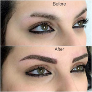 Eyebrow Microblading Before & After Wider Results Featured at Kimberly K Hair Studio